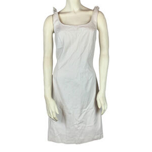 Astuces Ivory Pencil Dress Sundress 3 Shoulder Ties Summer Neutral Twee Cotton